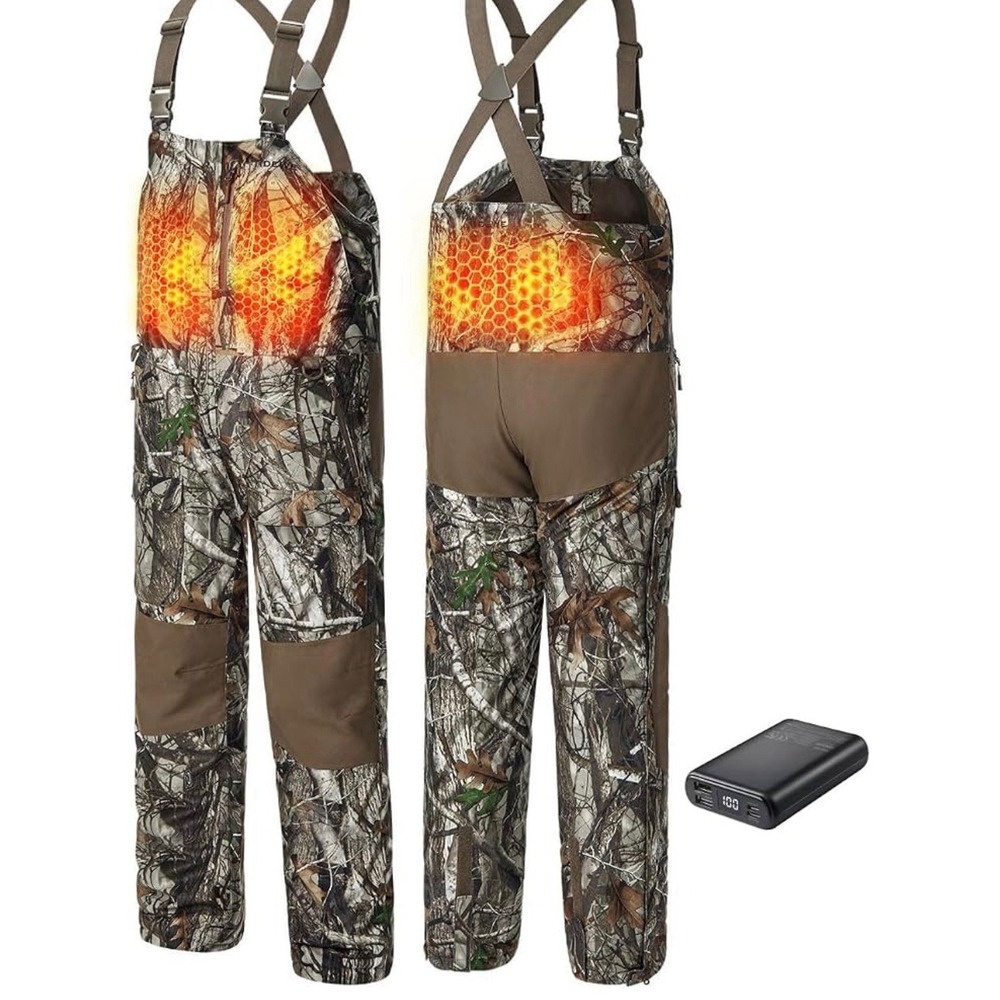 TIDEWE Hunting Bibs Heated with Battery, Waterproof Insulated Bibs SIZE XL